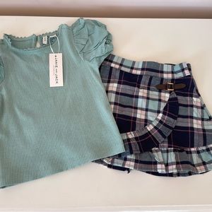 Janie and Jack Blue Top and Plaid Skirt Set